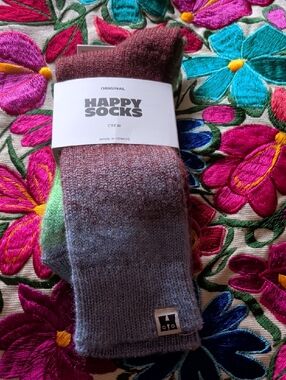Happy Socks Gradient Crew Socks in Burgundy, Gray and Green